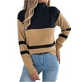 thumbnail image 1 of Daiosportswear Women's Turtleneck Sweater Fall Winter Chunky Knitted Pullover High Low Hem Trendy Basic Jumper Top Khaki, 1 of 8