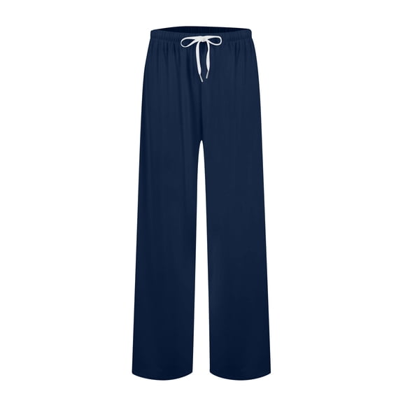 Daiosportswear Women’s Wide Leg Sweatpants Baggy Drawstring High Waisted Joggers Lounge Sweat Pants with Pockets Fall Navy XS(XS)