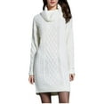 thumbnail image 1 of Daiosportswear Womens Cable Knit Sweater Dress Long Sleeve Bodycon Turtleneck Mini Fall Sweaters Dresses,Dresses for Women White 8(L), 1 of 5