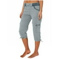 thumbnail image 1 of Daiosportswear Womens Cargo Capris Summer Cropped Linen Low Rise Drawstring Cotton Bermuda Shorts,Shorts for Women, 1 of 7