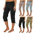 thumbnail image 1 of Daiosportswear Womens Cargo Capris Summer Cropped Linen Low Rise Drawstring Cotton Bermuda Shorts,Shorts for Women, 1 of 8