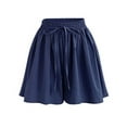 thumbnail image 1 of Daiosportswear Womens Linen Shorts Summer Ruffle High Waisted Wide Leg Drawstring Beach Pleated Lounge Short with Pockets,Shorts for Women, 1 of 4