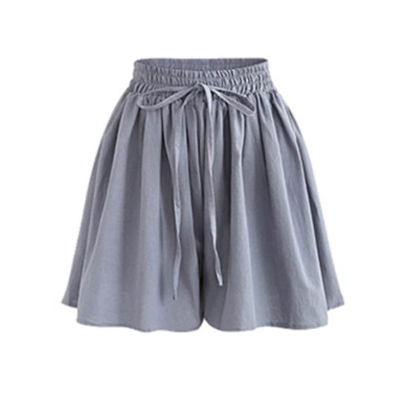 Daiosportswear Womens Linen Shorts Summer Ruffle High Waisted Wide Leg Drawstring Beach Pleated Lounge Short with Pockets,Shorts for Women