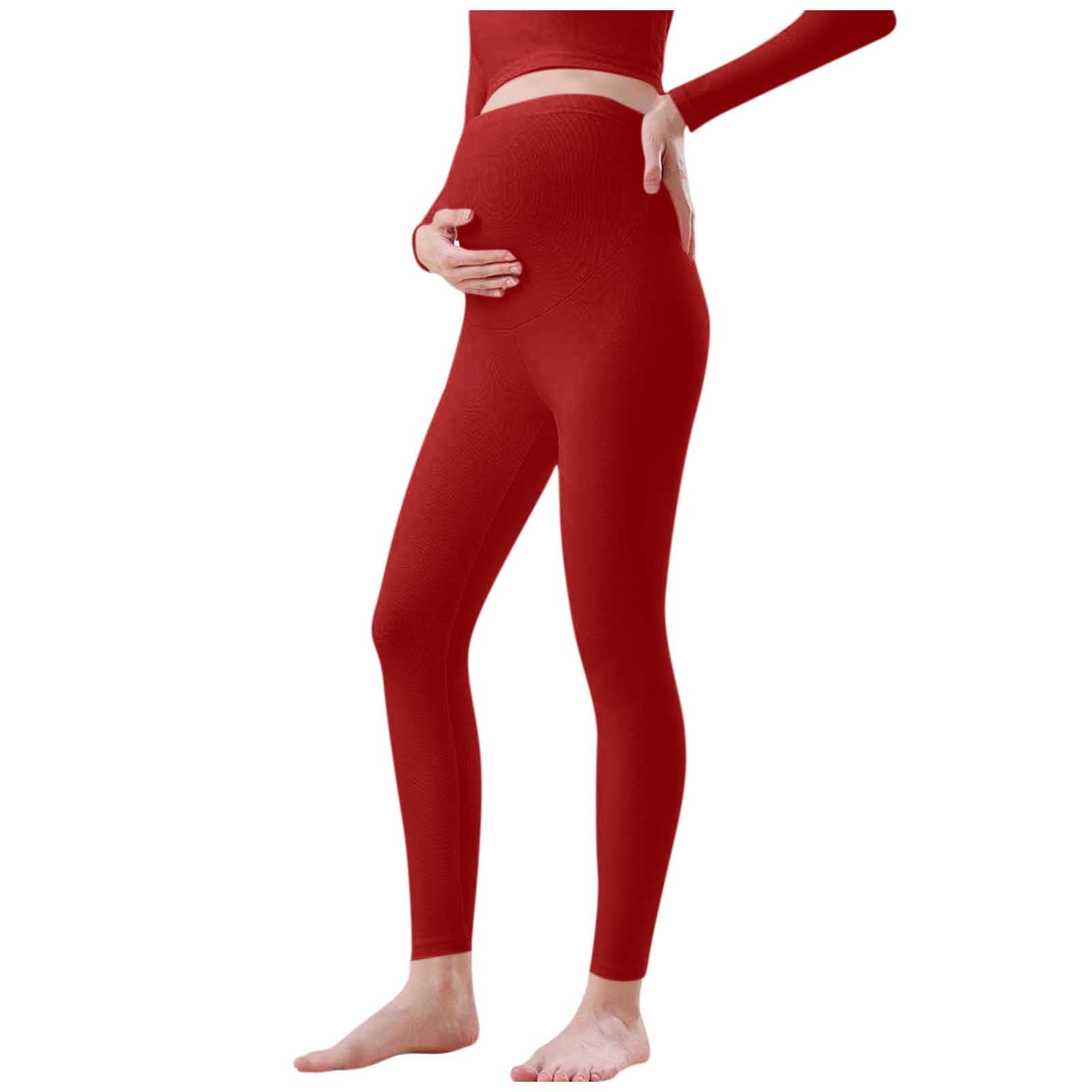 Gowjog Women's Maternity Leggings Opaque High Waist Maternity Trousers Elastic Yoga Pants Workout Active Pregnancy Maternity Sports Leggings With