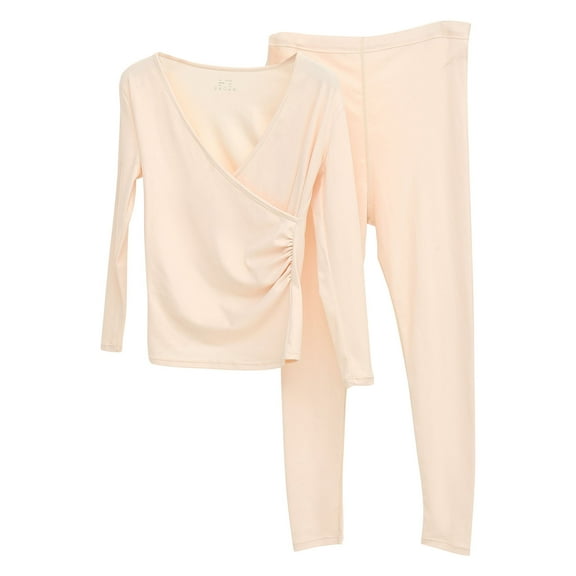 Daiosportswear Womens Maternity Leggings Women's thermal Maternity Lounge Set 2 Piece Long Sleeve Top and Wide Leg Pant Pregnancy Casual Outfits Beige 10(XL)