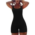 thumbnail image 1 of Daiosportswear Womens One Piece Tank Top Sleeveless Backless Bodycon Shorts Jumpsuits Bodysuitsuit Ribbed Sports Romper,Shorts for Women Black 4(S), 1 of 3