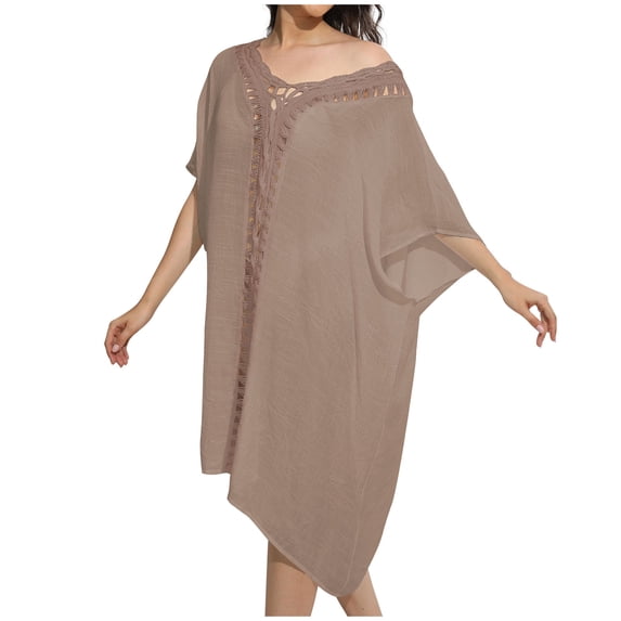 Daiosportswear Womens Swimsuit Cover Up Hollow Out Swimwear Beach Bathing Suit Bikini Coverups,Cover-Up for Women Brown 6(Free Size)