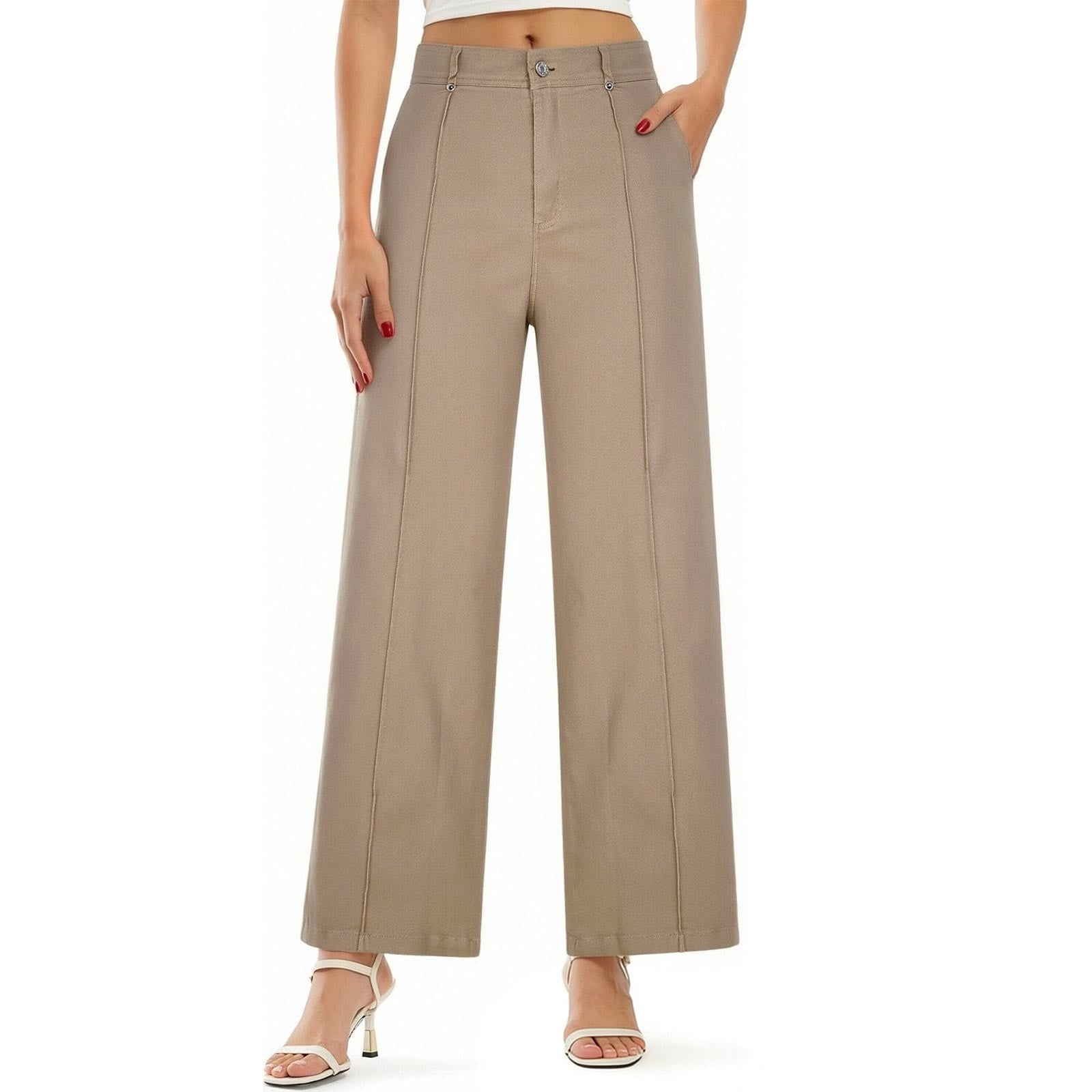 Daiosportswear Womens Wide Leg Dress Pants Businessflowy Work Palazzo ...