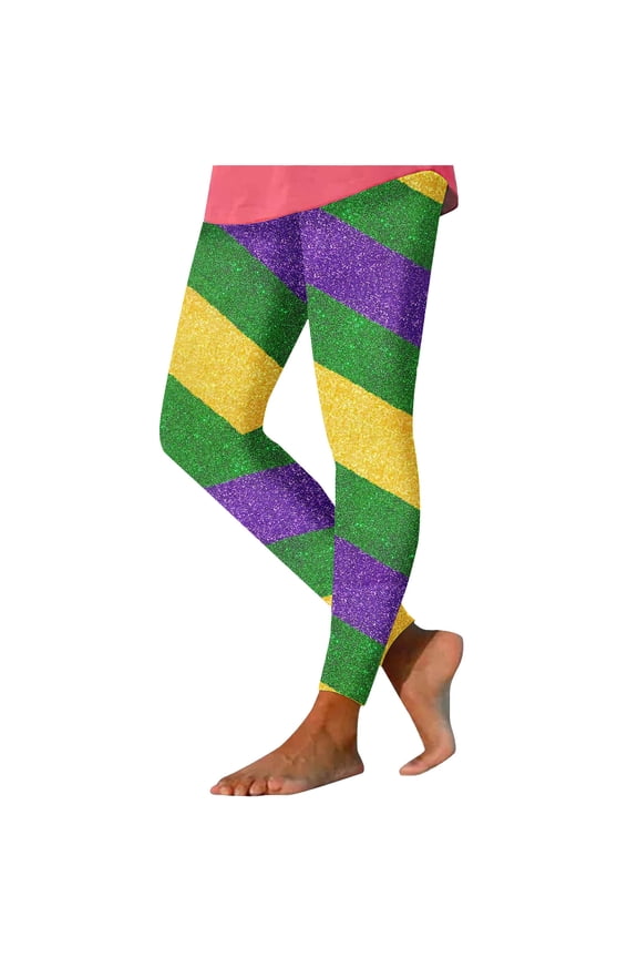 color cosplayer Mardi Gras Leggings for Women Plus Size Pants Mardi Gras Tights Costume,pants for women Yellow XXL(XXL)