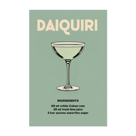 Daiquiri - Santiago de Cuba Cuba Illustration Cocktail Vintage Poster Typography Bar Kitchen Decor Minimalist Pastel Unframed Wall Art Print 4 x 6 inches