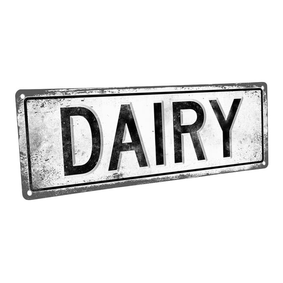 Dairy 4"x12" Metal Sign, Wall Décor for Kitchen and Dining