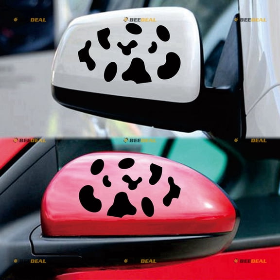 Dairy Cattle Cow Style Car Side Mirror Sticker Decal Vinyl - Pair Mirror Images Reversed Black 6" - No Background Die-cut