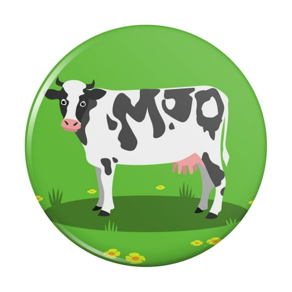 Dairy Cow In Field with Flowers Kitchen Refrigerator Locker Button Magnet