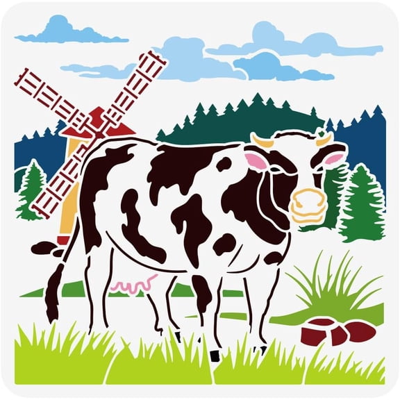 Dairy Cow Plastic Stencil 12x12inch Farm Theme Reusable Plastic Decoration Template