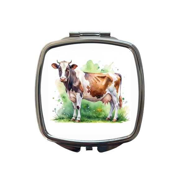 Dairy Cow Watercolor Travel Makeup Handbag Purse Small Pocket Compact Mirror