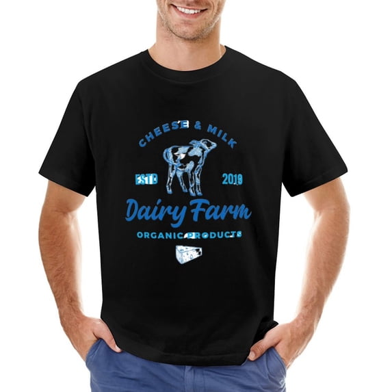 Dairy Farm Men’s T-Shirt 100% Cotton Casual Short Sleeve Tops Gift Tee Black 4XL