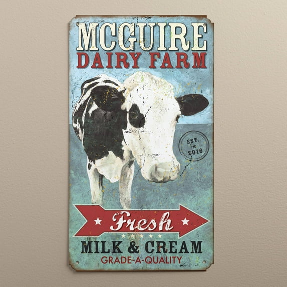 Dairy Farm Personalized Tin Wall Sign