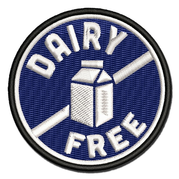 Dairy Free Applique Multi-Color Embroidered Hook & Loop Patch - 2.0 Inch Mini