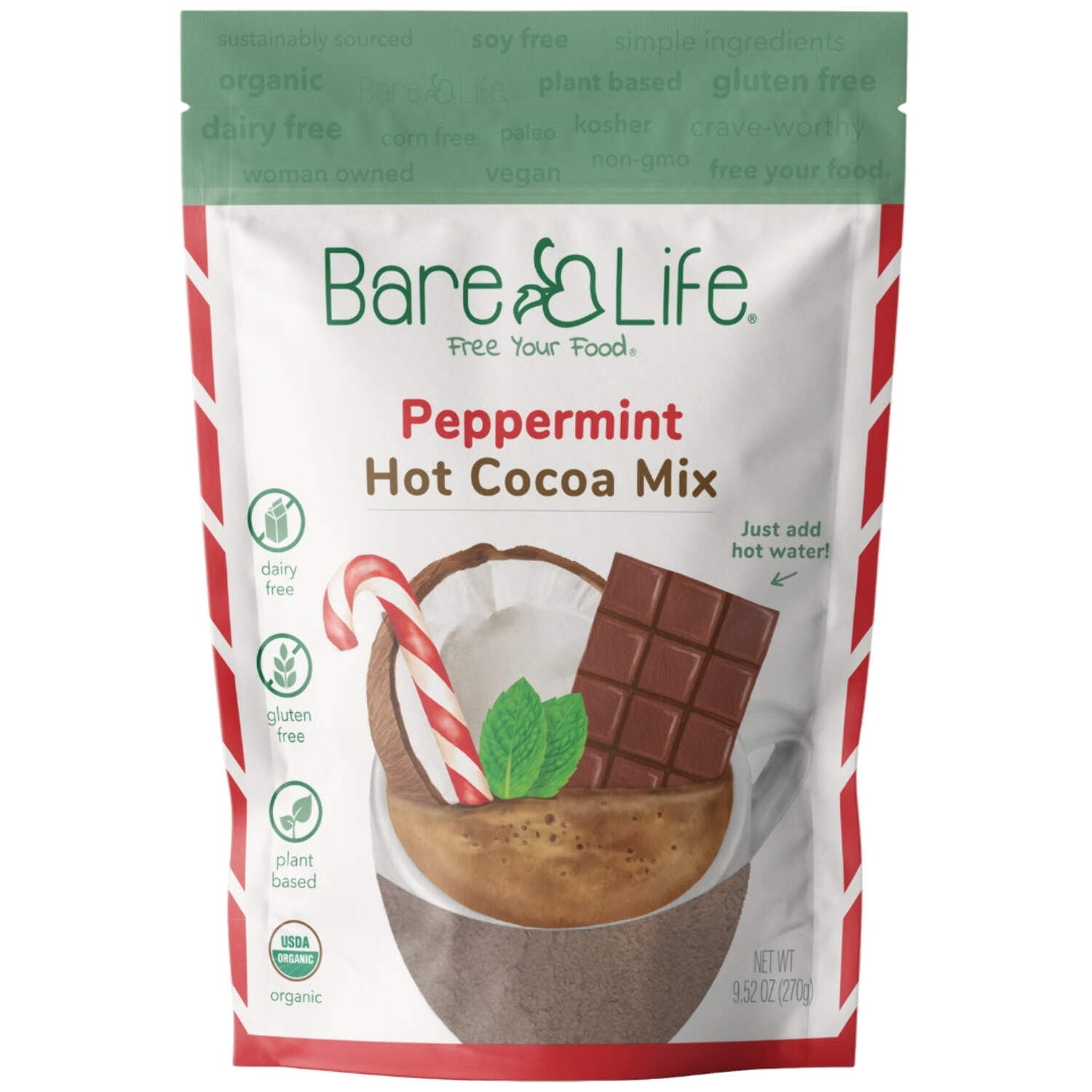 Dairy Free Peppermint Hot Cocoa Mix | 10 Serving Stand Up Pouch ...