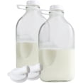 thumbnail image 1 of The Dairy Shoppe Heavy Glass Milk Bottles - Jugs with Lids and Silicone Pour Spouts - Clear Milk Containers for Fridge - Reusable Glass Milk Jug Dispenser - Made in USA (64 oz, 2 Pack), 1 of 8