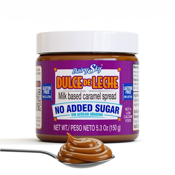 DairySky Dulce de Leche No Added Sugar - 5.3 oz Made with Real Milk ,Erythritol & Stevia , Gluten-Free - Milk Based Caramel - Perfect for Desserts