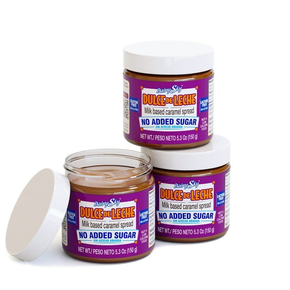DairySky Dulce de Leche No Added Sugar - 5.3 oz Made with Real Milk, Gluten-Free - Milk Based Caramel - Perfect for Desserts - 3 PACK
