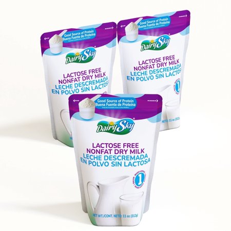 DairySky Lactose Free Nonfat Dry Skim Milk Powder, 11 oz Tri Pack, Non-GMO Fat Free for Baking & Coffee, Kosher