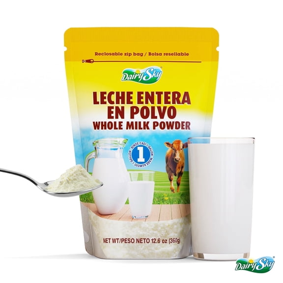 DairySky Whole Milk Powder, Original Flavor, Grade a, Non-GMO, rBST-Free, Shelf-Stable, Resealable Pouch, 12.6 oz (1 pack)