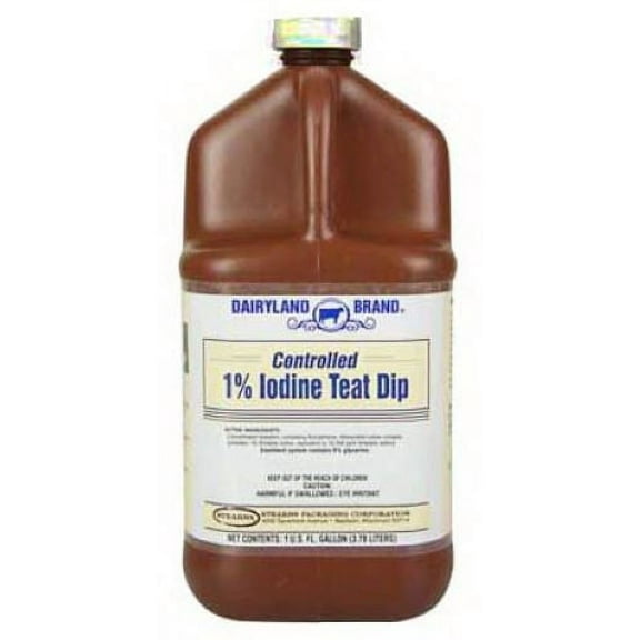 Dairyland 1209715 1-Gallon Container of Sanitizing Cow Teat Dip 1% Controlled Iodine