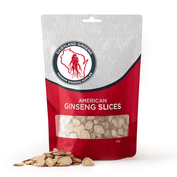 Dairyland Management American Ginseng Slices - 8 oz Pack Wisconsin Ginseng Slices - Non-GMO, Gluten Free Ginseng Root Slices