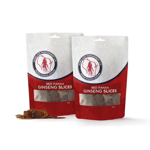 Dairyland Management LLC Red Panax Ginseng Slices - 8 oz Pack Korean Panax Ginseng Slices - Non-GMO, Gluten Free Red Ginseng Root Slices - Use This Herbal Supplement in Soup, Tea, Congee