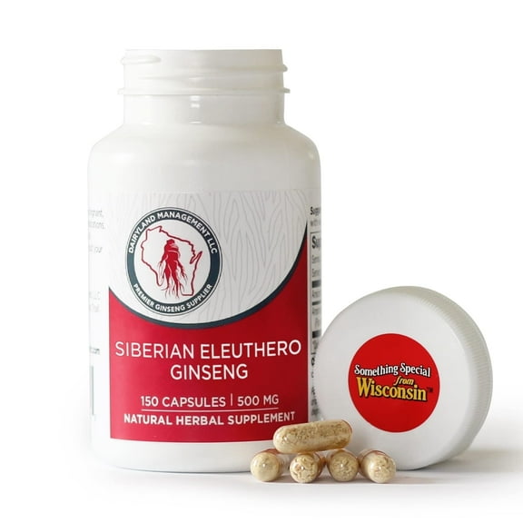 Dairyland Management Siberian Eleuthero Root Capsules, 150 ct, Gluten Free & Non-GMO, Authentic Siberian Ginseng