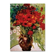 Daisie & Poppies by Vincent Van Gogh-Framed 24x32 Canvas Art