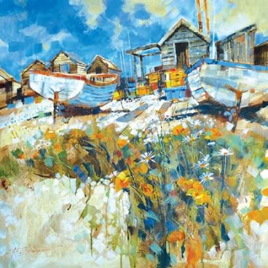 Daisies Amongst The Pebbles Canvas Art - Chris Forsey (24 x 24)