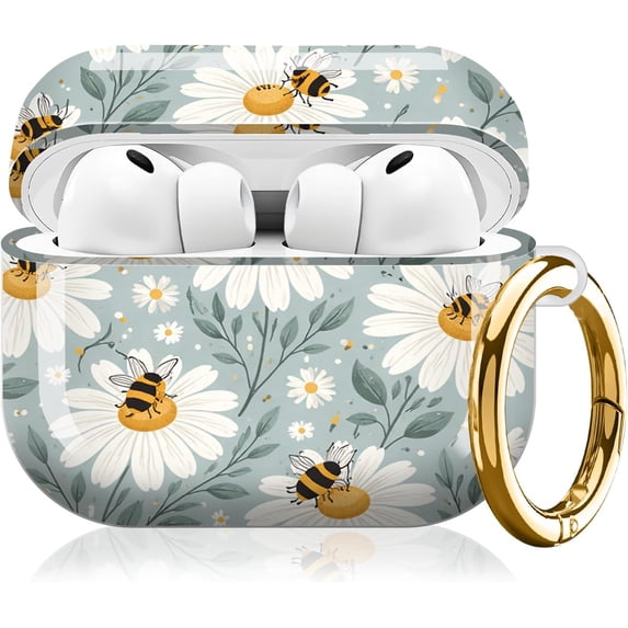 Daisies Bees Leaves Blue Protective Case Compatible with AirPods Pro 3 ...