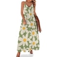 thumbnail image 1 of Daisies Blooming Green Background Sleeveless Dress Women's Evening Dress Womans Clothing, 1 of 9