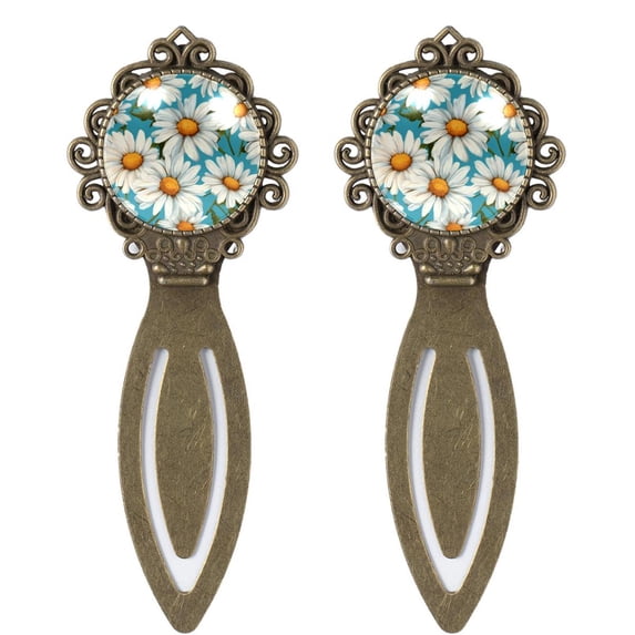 Daisies Copper-Colored Stainless Steel Lace Bookmarks Set - Gift for Book Lovers and Readers - Includes 2 Book Accessories