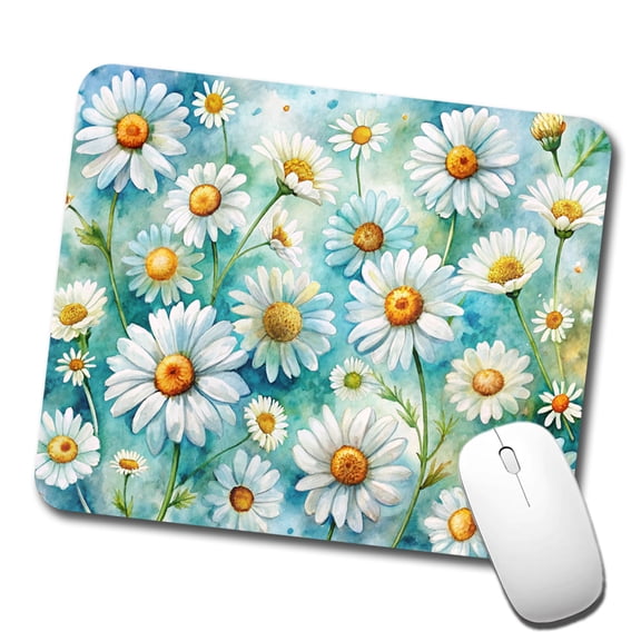 Daisies Daisy Flowers Watercolor Mouse Pad Low Profile Gaming Mat