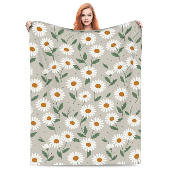 Daisies Flower Throw Blanket Ultra Soft Cozy Decorative Flannel Blanket for Home Bed Couch Chair Travel 50x40
