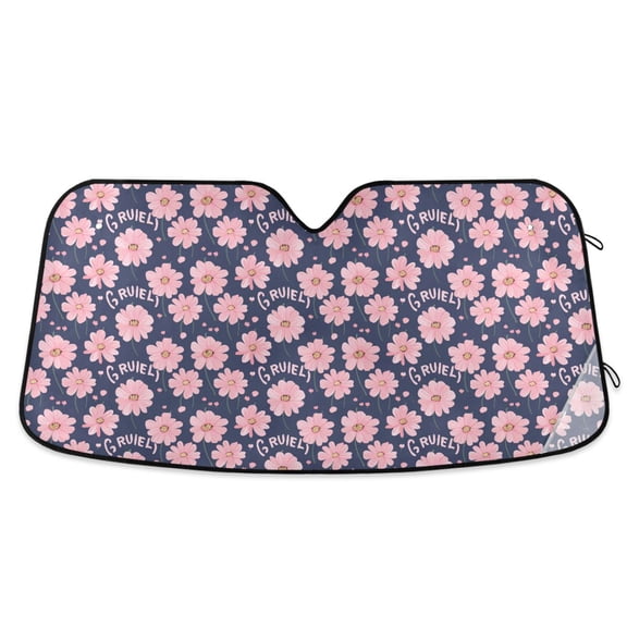 Daisies Flower and Character Car Windshield Sun Shade Foldable Car Front Window Visor Heat and UV Protection 53x23.5