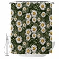 thumbnail image 1 of Daisies Flowers Bathroom Shower Curtains with Hooks, Idyllic Leaves Green Background Waterproof Fabric Washable Shower Curtain for Home Hotel Bathtub Decor 72x72 Inch, 1 of 9