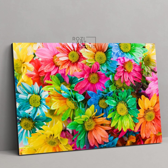 Daisies Flowers Colorful Poster Floral Wall Art Contemporary Living Room Poster, Unframed Paper Poster 8x10in