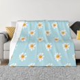 Daisies Flowers Light Blue Throw Blanket for Couch, Soft Comfy Warm
