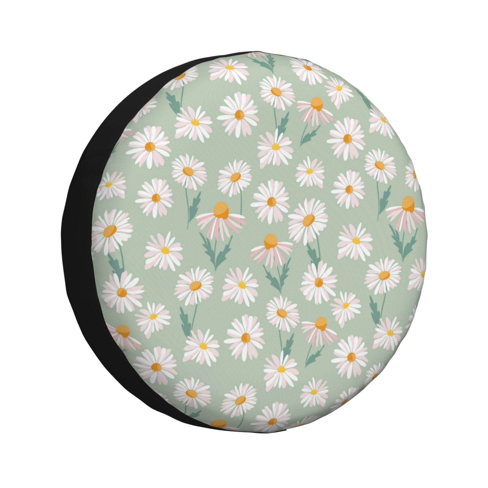 Daisies Flowers Light Green Spare Tire Cover for Trailer Camper RV