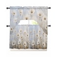 thumbnail image 1 of Daisies Flowers Swag Kitchen Curtains Sets for Windows 24 Inch Length, Modern Smear Art Neutral Textured Short Window Curtain Panels Swags Valances and Tiers 3 Piece Set for Cafe/Dining Room, 1 of 5