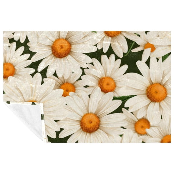 Daisies Fluffy Microfiber Throw Blanket: Soft, Warm, and Stylish - Lightweight Blankets for Sofa, Bed, Couch, Office, and Camping