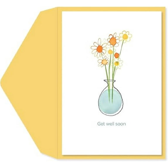Graphique Daisies Get Well Card | Feel Better Soon | Recovery | Family and Friends | Glitter Accents | Color-Coordinated Envelope | 5" x 7"