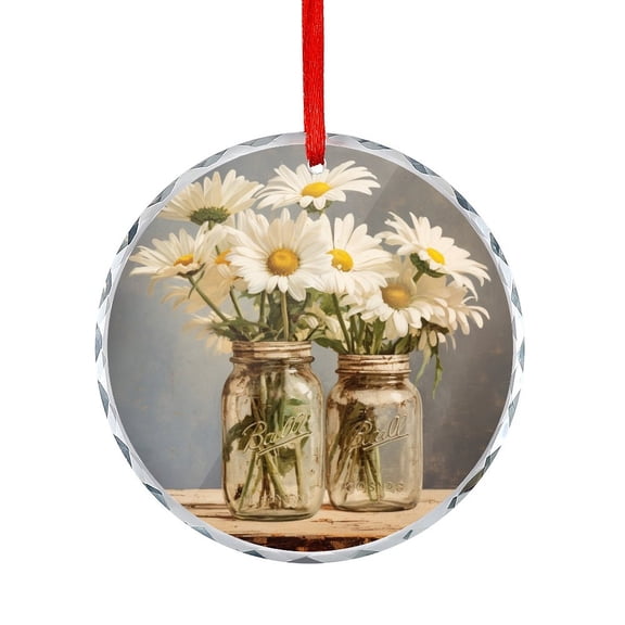 Daisies In Jars Xmas Ornament Holiday Decor And Xmas Gifts Ideas Spring Summer White Daisy Crystal Glass Christmas Decor with Holiday Design