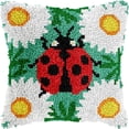 thumbnail image 1 of Daisies & Ladybug Latch Hook Pillow Kits DIY Pillowcase Cushion Cover Crochet Hooking Pillow Making Kits with Color Pattern Canvas Crochet Hooking Kits Pillow 43x43cm(DQ-54), 1 of 6