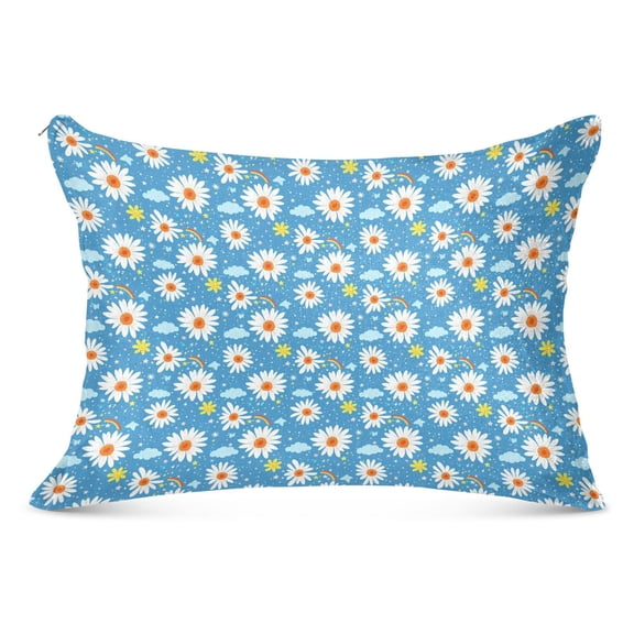 Daisies Rainbow Cloud Plush Pillow Cases Standard Size Ultra Soft Warm Pillowcases with Zipper 20"x26"
